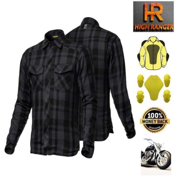 Men Motorbike Flannel Lumberjack Grey Shirts Jackets Reinforced with DuPont™ Kevlar® fiber